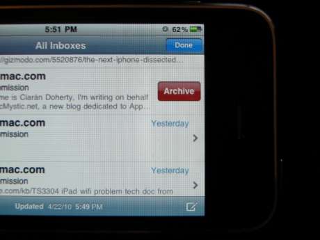iPhone OS 4.0 To Include Gmail Archive Feature In Mail App