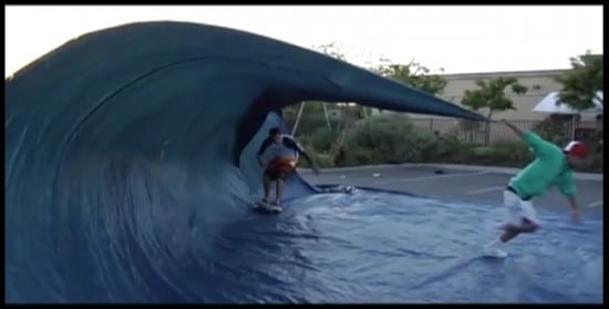 How To: Surf with Just a Tarp and a Skateboard