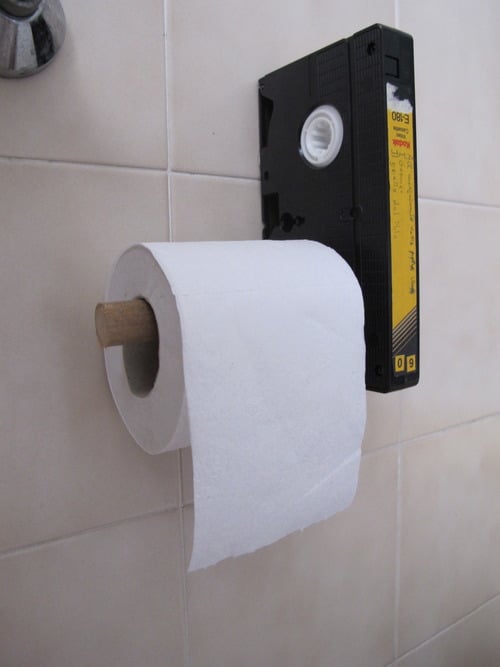 VHS Toilet Paper Holder Makes Your Bathroom Visit Fun!
