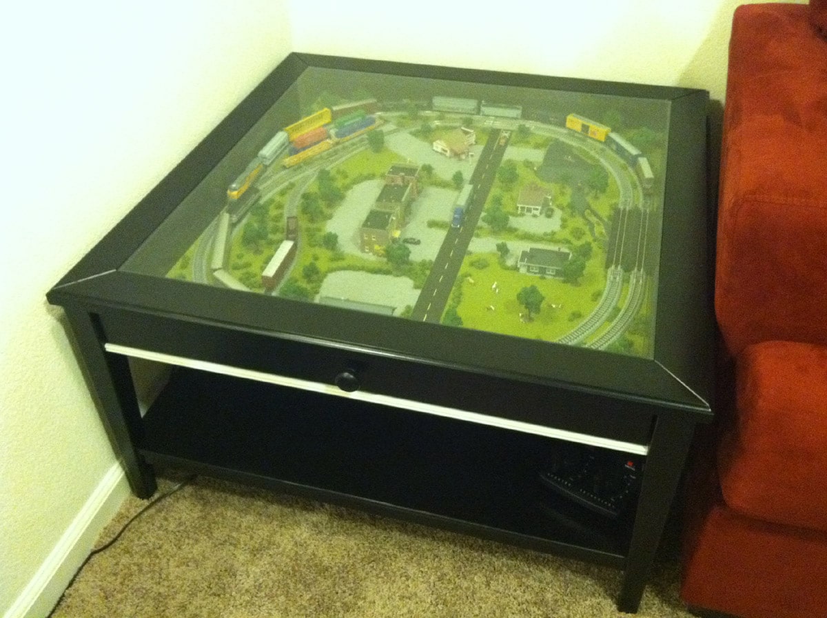 Hacked IKEA Coffee Table Has A Set Of Trains