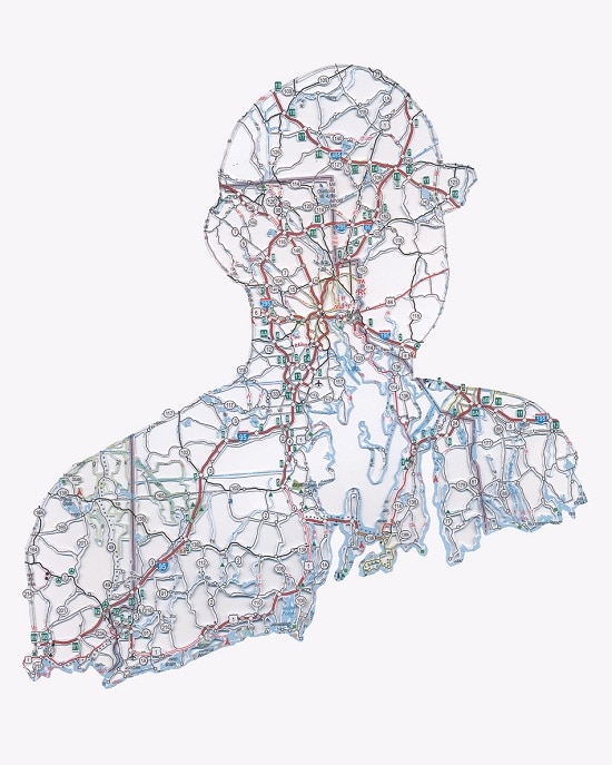 Discarded Maps Recycled Into Impressive Human Portraits