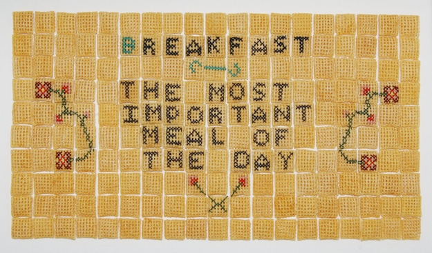 Unusual Art: Embroidered Chex Cereal Pieces