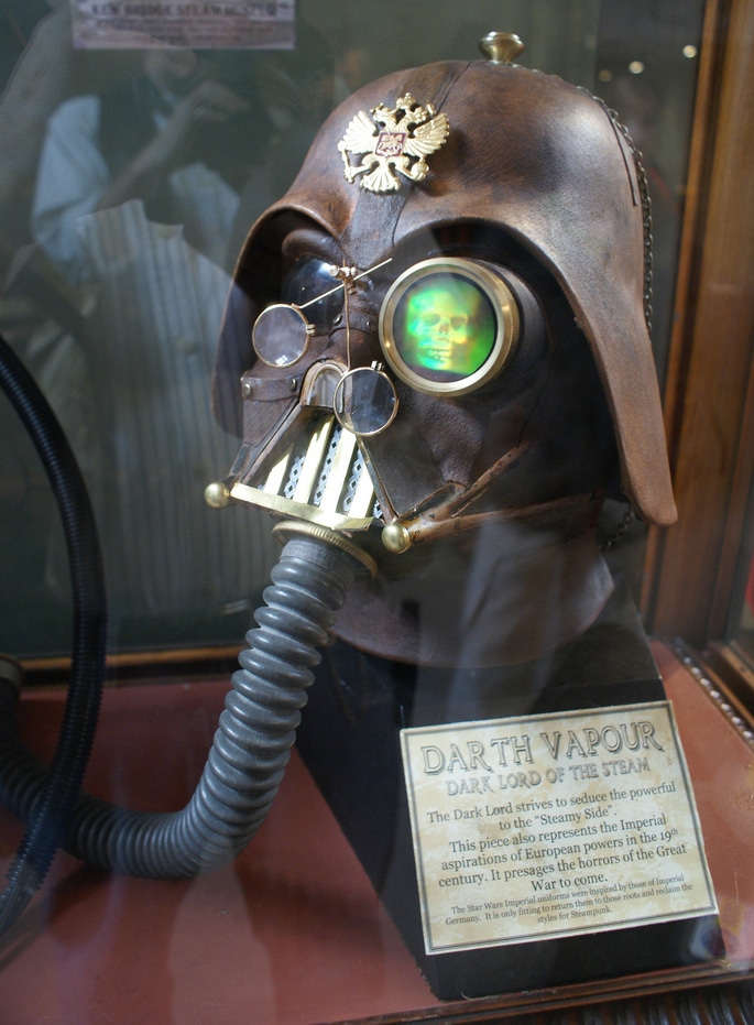 Darth Vapour: Iconic Steampunk Leather Helmet