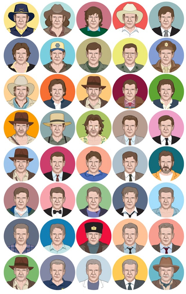 40 Harrison Ford Faces Illustrated
