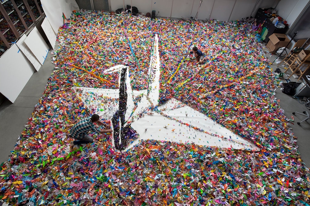 Mega Crane Made Out Of 2 Million Origami Cranes