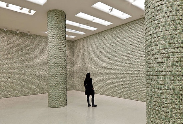 Commercialism Illustrated: The Room Adorned With 100,000 Dollar Bills