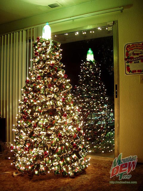 A Holiday Classic: Christmas Tree Made From 400 Mountain Dew Cans