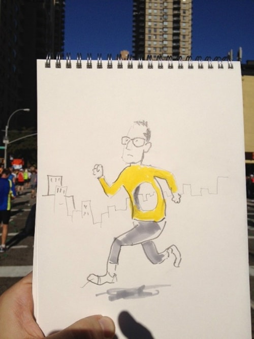 Creative Cartoonist Draws & Live Tweets During NYC Marathon