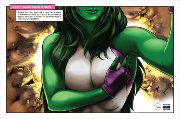 Women Superheroes: Creative Breast Exam PSA Illustrations