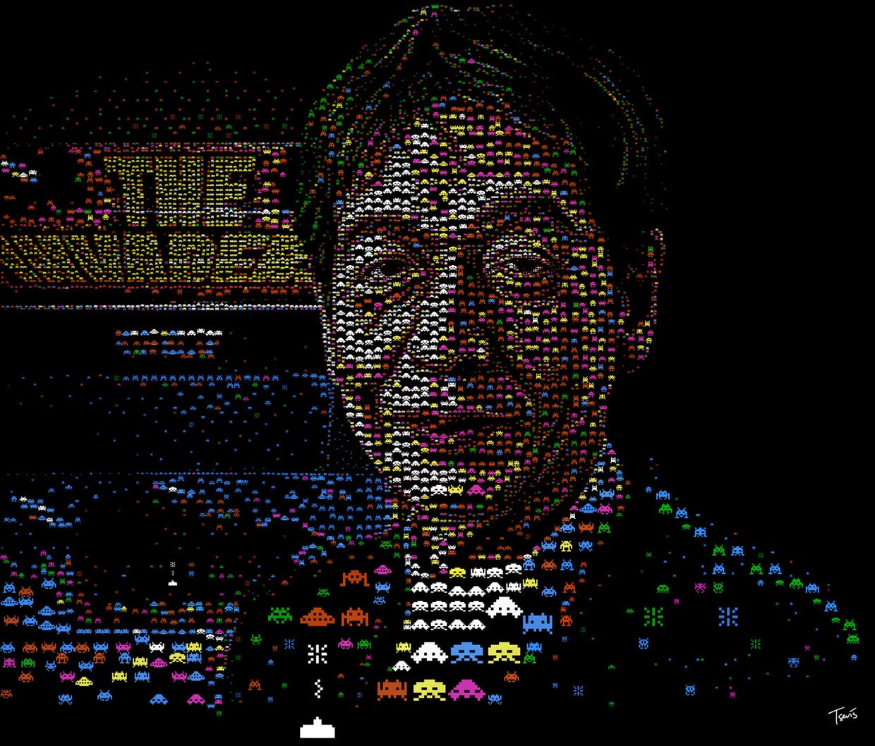 The Invaders: Impressive Space Invaders 8-Bit Mosaic Portrait