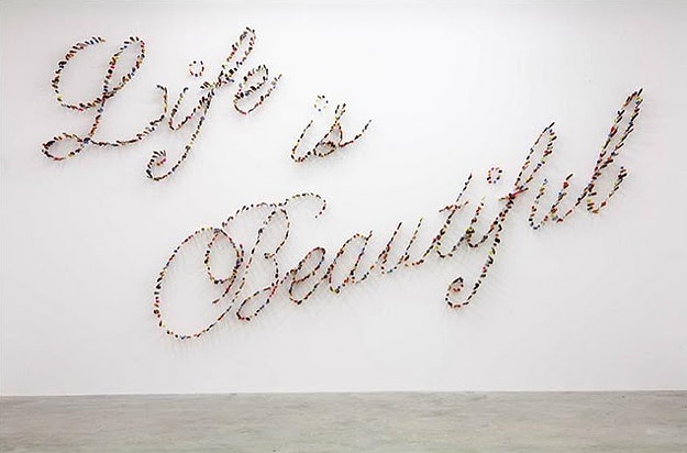 Life Is Beautiful: An Art Installation Created By Stabbing Knives
