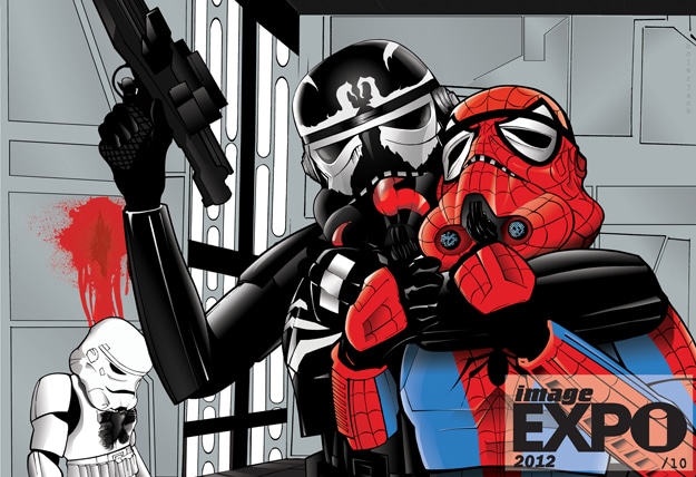 Stormtroopers & Marvel Comic Characters Colorful Mashup