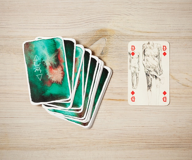 Artistic Playing Cards Created With Watercolor & Pencil