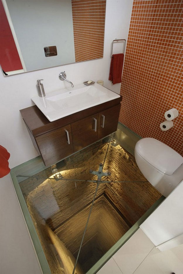 The Glass-Floored Bathroom Built Over 15-Story Elevator Shaft