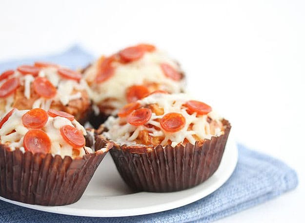 Cheesy Pepperoni Pizza Cupcakes