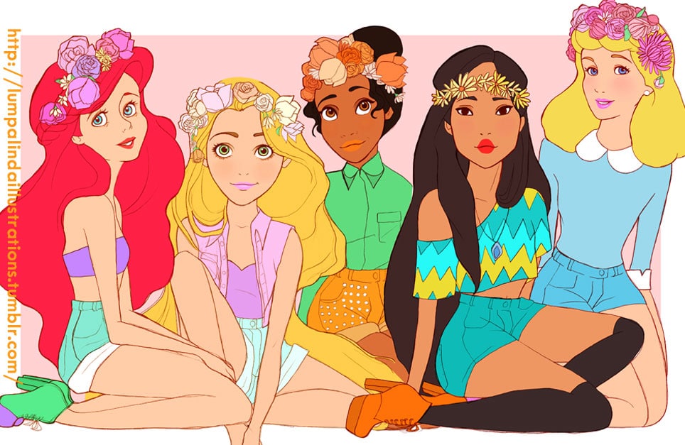 Disney Princesses Redesigned As Hippies From The ’60s