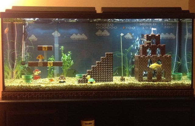 Retrofied Super Mario Lego Aquarium Decorations