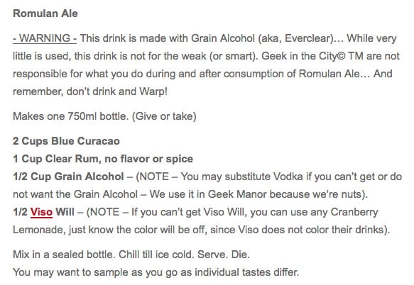 The Romulan Ale Recipe: Drink Like An Intergalactic Badass