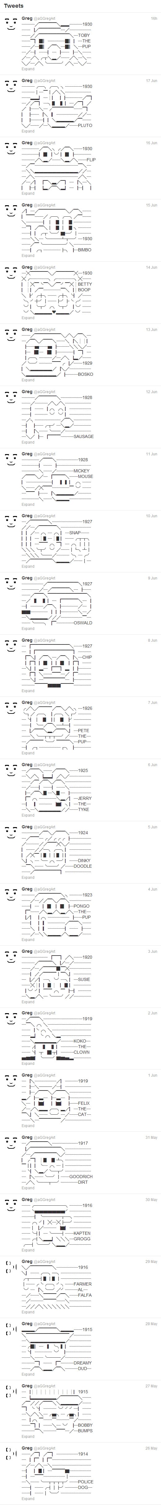 Classic & Retro Character ASCII Twitter Art
