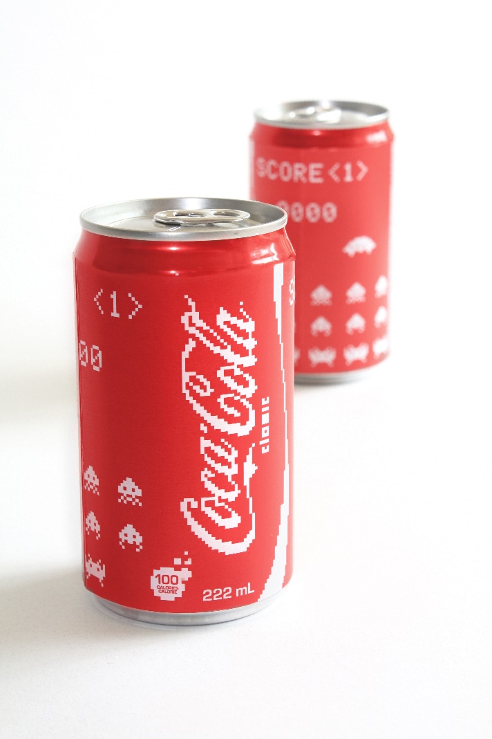 Retro 8-Bit Styled Coca Cola Cans