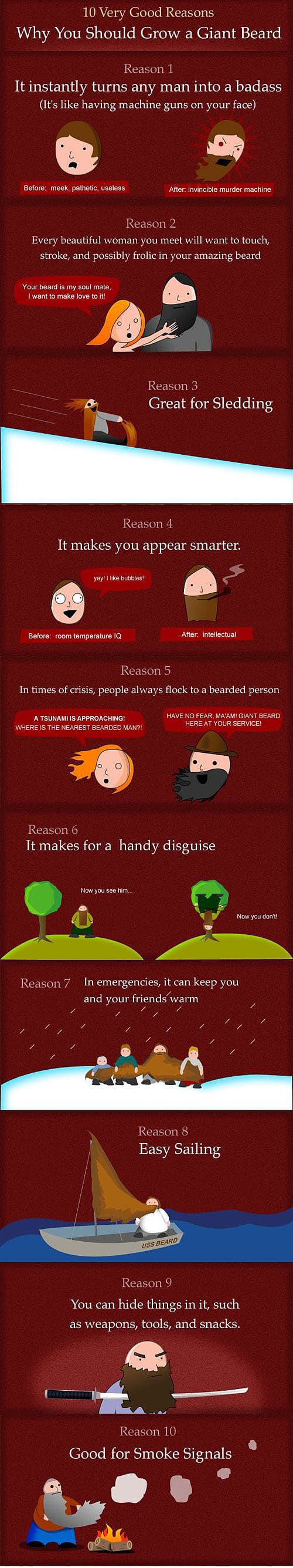 10 Good Reasons Why You Should Grow A Giant Beard [Infographic]