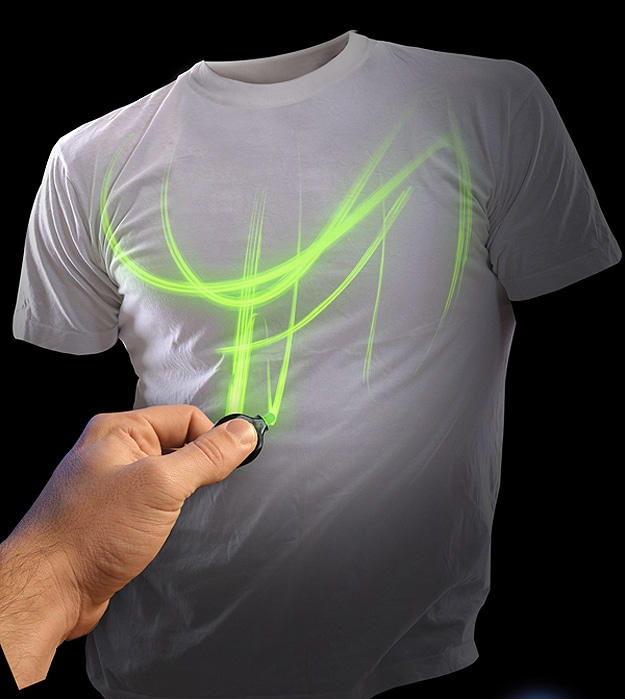 World’s First Fully Interactive Glow Shirt Uses Mini UV Light & Laser