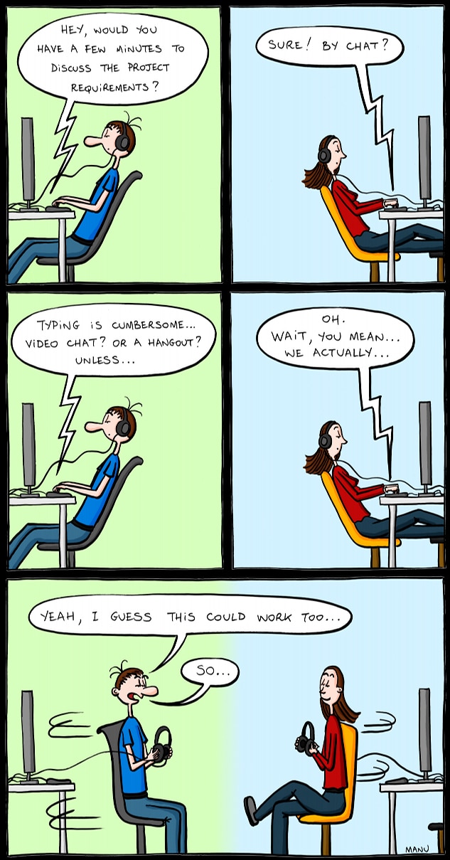 Modern Communication In A Geek’s Workday [Comic]