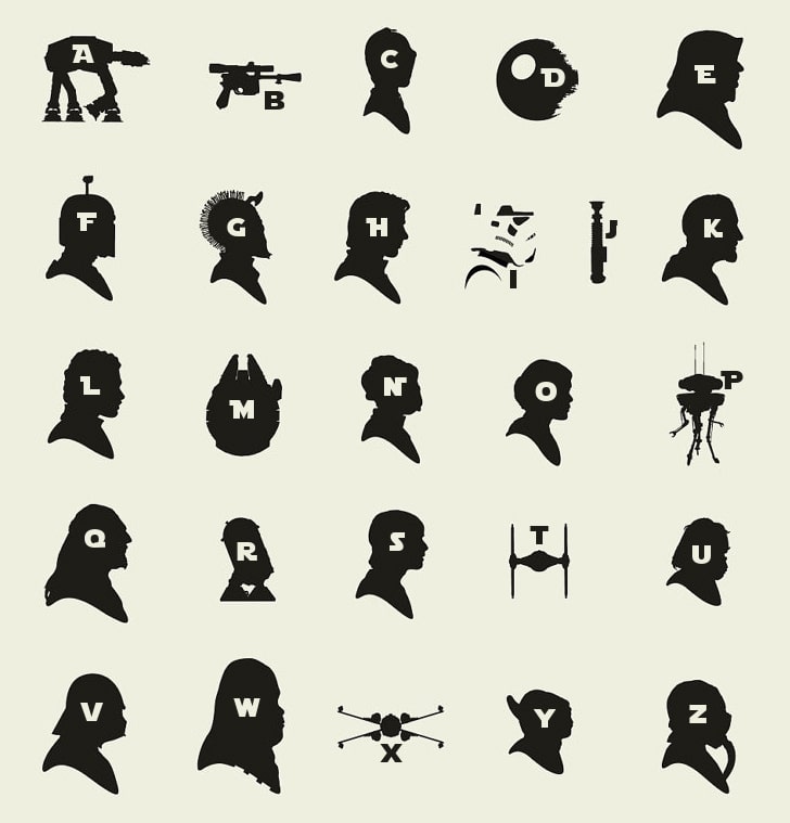 A-Z Star Wars Chart Made From Silhouettes Will Test Your Jedi Skills