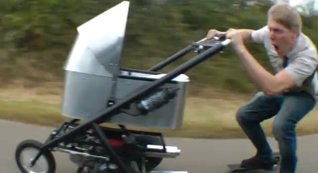 World’s Fastest Custom Baby Stroller Zips Around At 50 MPH [Video]