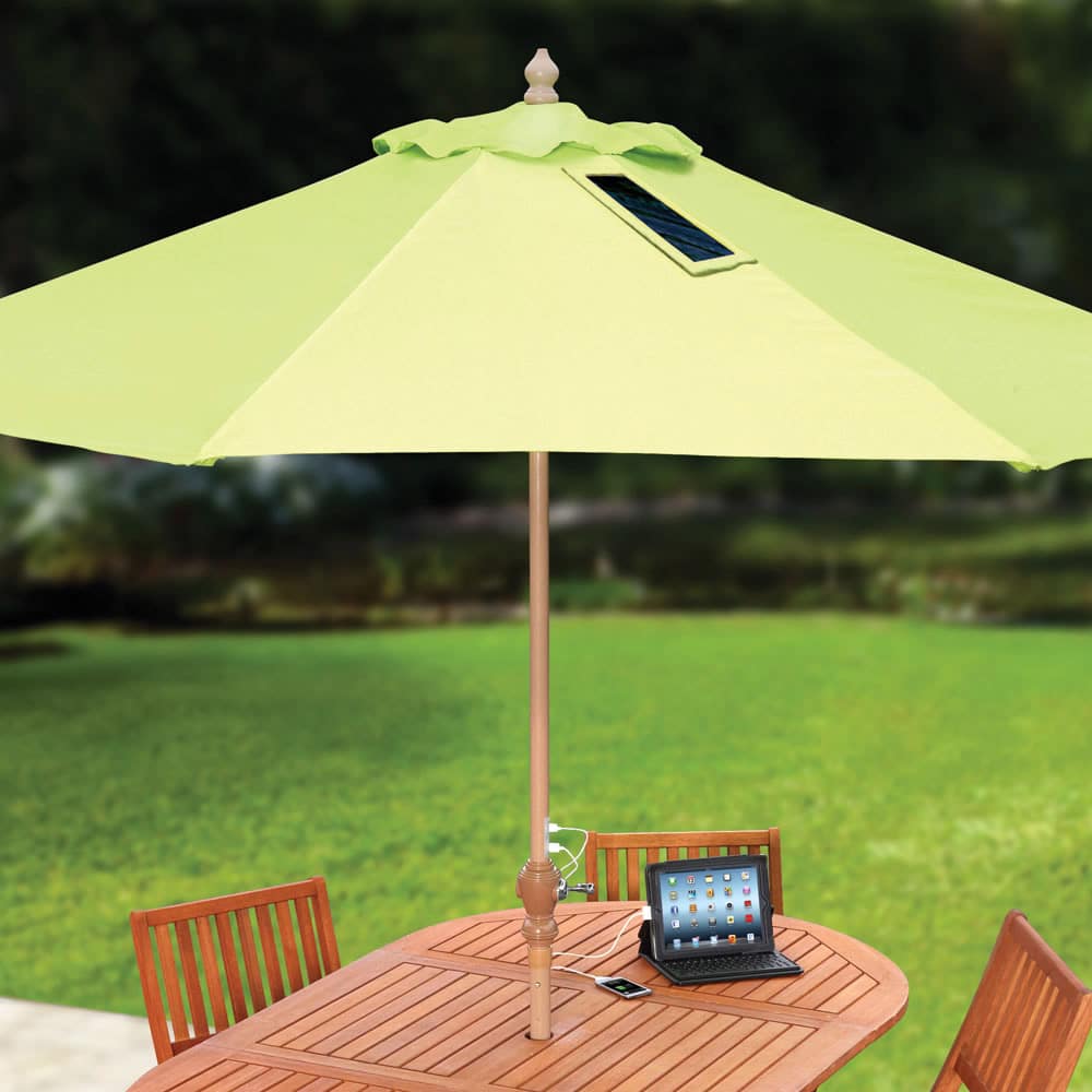 High Tech Picnic Table Umbrella Uses Sunshine To Charge Mobile Devices