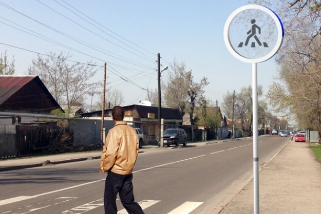 Solar Powered Glass Crosswalk Sign Mixes Sci-Fi With Reality
