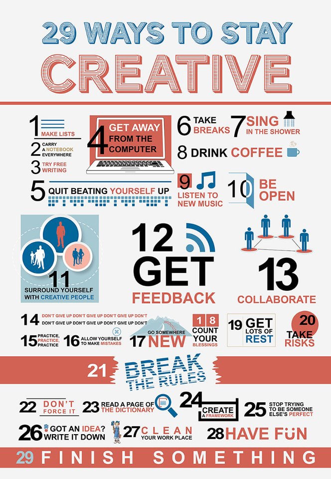 29 Ways To Keep Your Creative Juices Flowing Every Day [Chart]