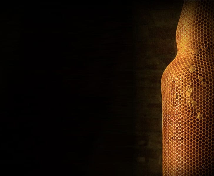 3B Printing Project: 80,000 Bees Make Whiskey Bottle Out Of Honeycomb