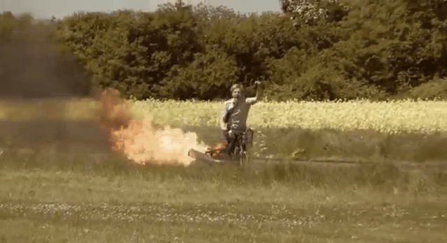 Insane Jet Bike Does Over 50 MPH With Flaming Exhaust Pipes