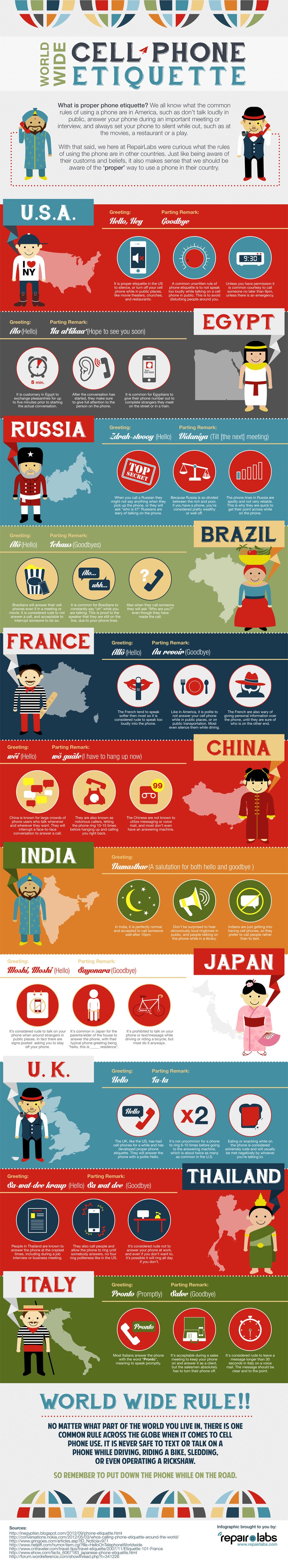 How Cell Phone Etiquette Is Different Around The World [Infographic]