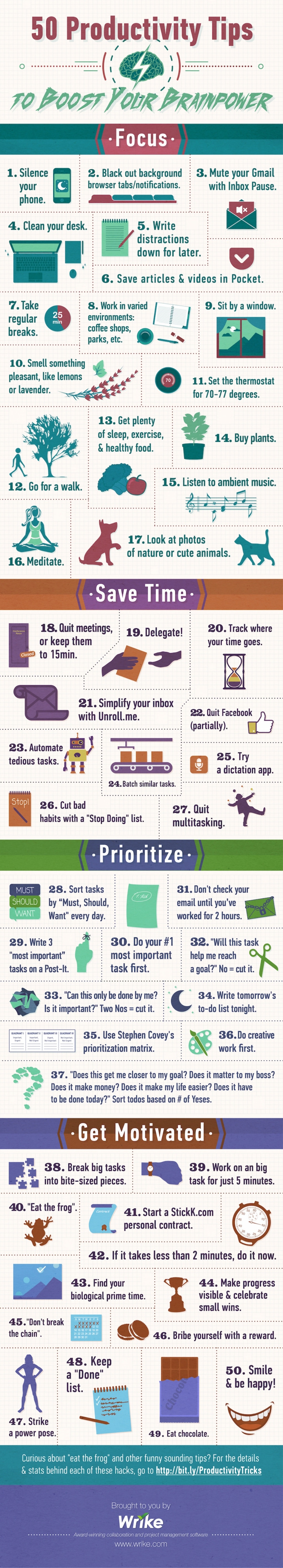 50 Productivity Tips To Boost Your Brainpower [Infographic]